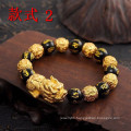New style  yellow female hand diy pearl gold-plated pixiu bracelet